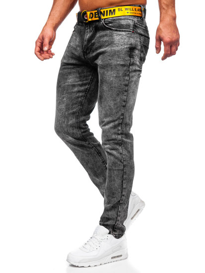 Bolf Herren Jeanshose skinny fit mit Gürtel Schwarz  R61104S1