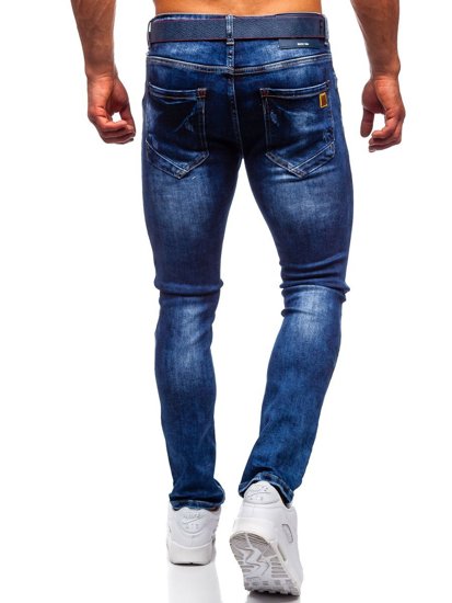 Bolf Herren Jeanshose slim fit mit Gürtel Dunkelblau 80034W0