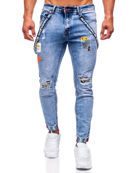 Bolf Herren Jeanshose slim fit mit Hosenträgern Blau  KS2102-2