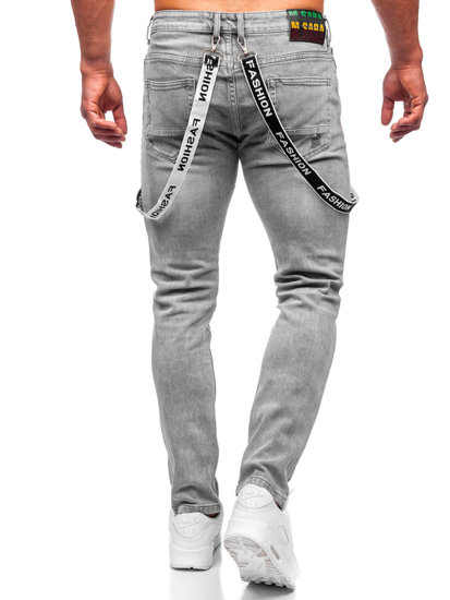 Bolf Herren Jeanshose slim fit mit Hosenträgern Grau KX952