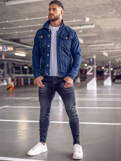 Bolf Herren Jeansjacke Dunkelblau  200A