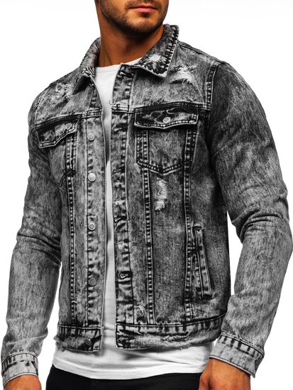 Bolf Herren Jeansjacke Grau  AK588