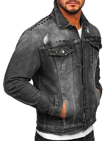 Bolf Herren Jeansjacke Schwarz  MJ504N