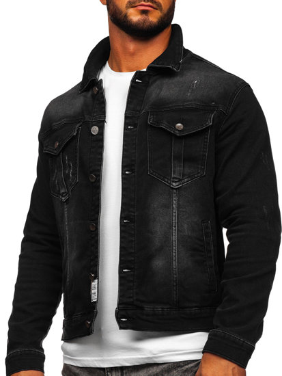 Bolf Herren Jeansjacke Schwarz  MJ514N