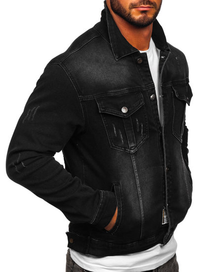 Bolf Herren Jeansjacke Schwarz  MJ514N