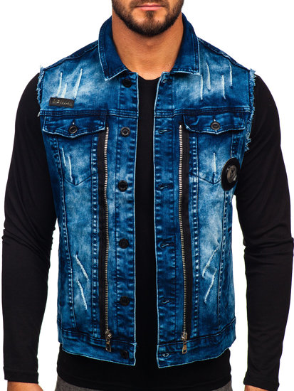 Bolf Herren Jeansweste Dunkelblau G115