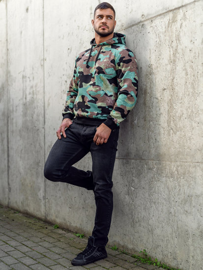 Bolf Herren Kapuzenpullover Camo Grün  141023