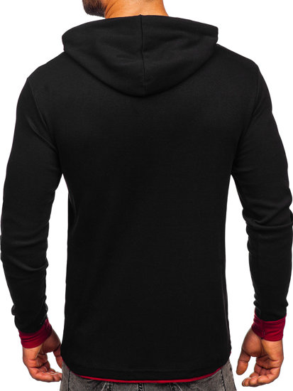 Bolf Herren Kapuzenpullover Schwarz-Weinrot  146312