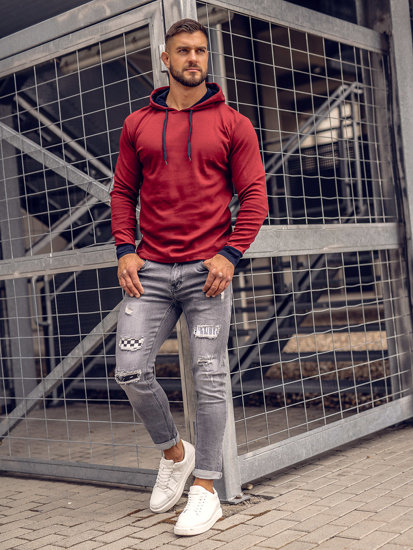 Bolf Herren Kapuzenpullover Weinrot  145380