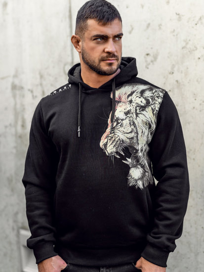 Bolf Herren Kapuzenpullover mit Aufdruck Schwarz  6136