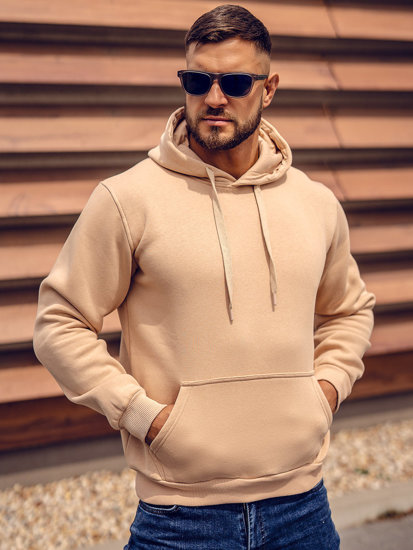 Bolf Herren Kapuzenpullover mit Kängurutasche Beige  B1004