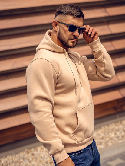 Bolf Herren Kapuzenpullover mit Kängurutasche Beige  B1004