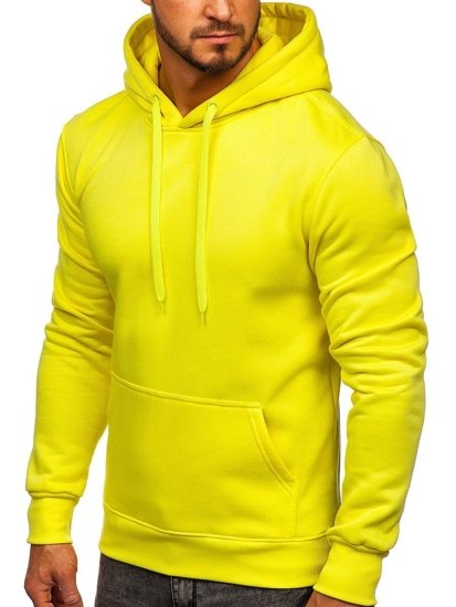 Bolf Herren Kapuzenpullover mit Kängurutasche Gelb-Neon  2009