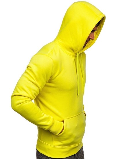 Bolf Herren Kapuzenpullover mit Kängurutasche Gelb-Neon  2009