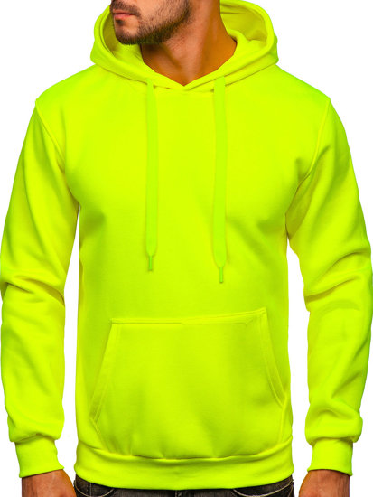 Bolf Herren Kapuzenpullover mit Kängurutasche Gelb-Neon  B1004