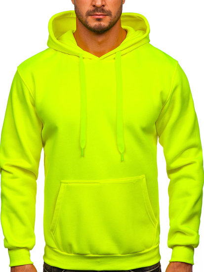 Bolf Herren Kapuzenpullover mit Kängurutasche Gelb-Neon  B1004