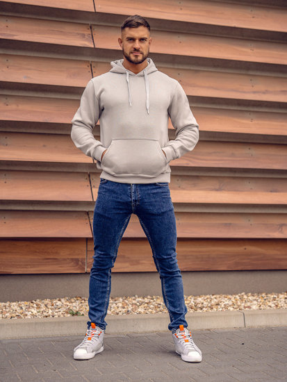 Bolf Herren Kapuzenpullover mit Kängurutasche Grau  B1004