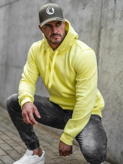 Bolf Herren Kapuzenpullover mit Kängurutasche Hell Gelb-Neon  2009A