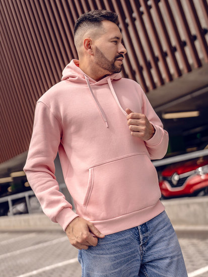 Bolf Herren Kapuzenpullover mit Kängurutasche Hellrosa  B1004