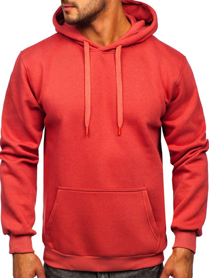 Bolf Herren Kapuzenpullover mit Kängurutasche Korallenrot  B1004