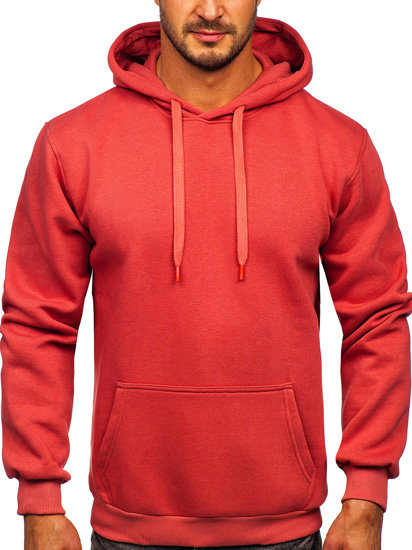 Bolf Herren Kapuzenpullover mit Kängurutasche Korallenrot  B1004