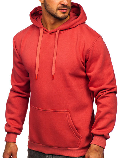 Bolf Herren Kapuzenpullover mit Kängurutasche Korallenrot  B1004