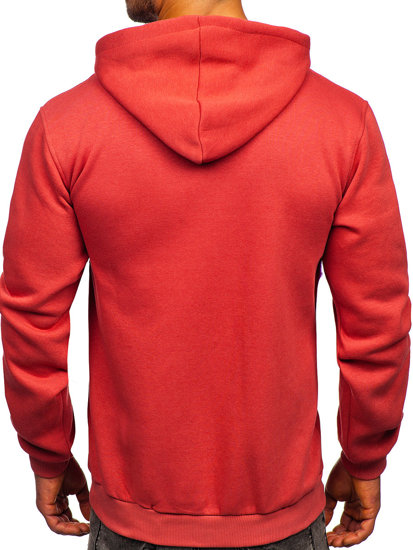 Bolf Herren Kapuzenpullover mit Kängurutasche Korallenrot  B1004