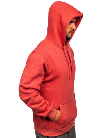 Bolf Herren Kapuzenpullover mit Kängurutasche Korallenrot  B1004