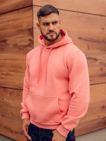 Bolf Herren Kapuzenpullover mit Kängurutasche Korallenrot  B1004