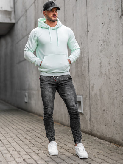 Bolf Herren Kapuzenpullover mit Kängurutasche Mintgrün  2009A