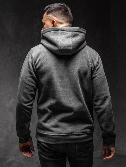 Bolf Herren Kapuzenpullover mit Kängurutasche Schwarzgrau  MB001A1