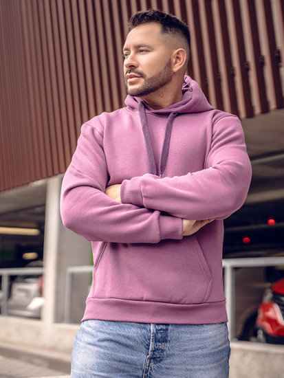 Bolf Herren Kapuzenpullover mit Kängurutasche Violett  B1004