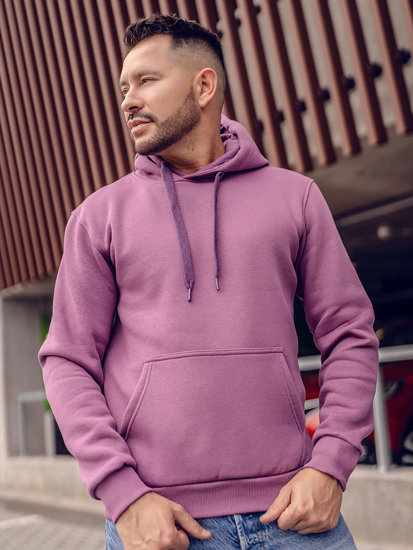 Bolf Herren Kapuzenpullover mit Kängurutasche Violett  B1004