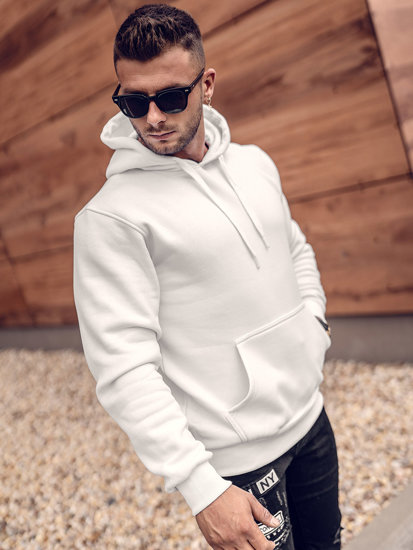 Bolf Herren Kapuzenpullover mit Kängurutasche Weiß  B1004