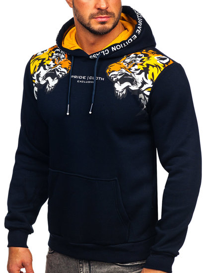 Bolf Herren Kapuzenpullover mit Motiv Dunkelblau  6287