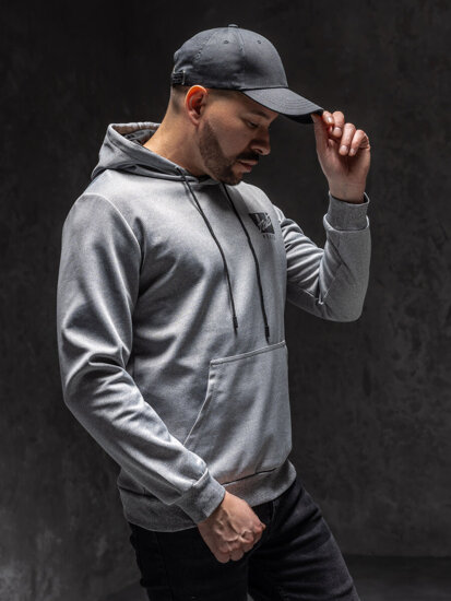 Bolf Herren Kapuzenpullover mit Motiv Grau  HY971A1