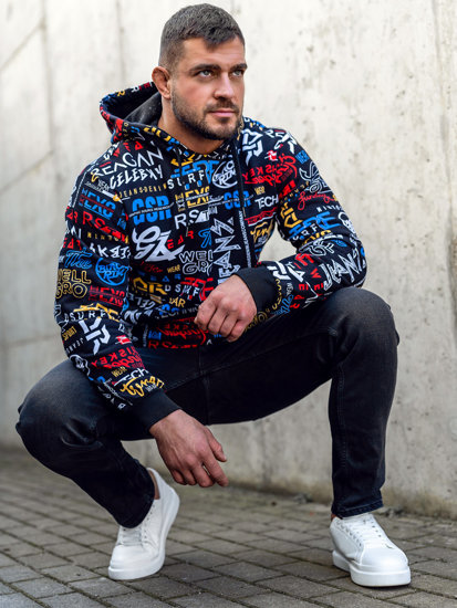 Bolf Herren Kapuzenpullover mit Motiv Schwarz  141000