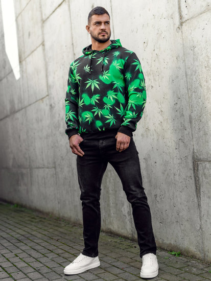 Bolf Herren Kapuzenpullover mit Motiv Schwarz-Grün  141006