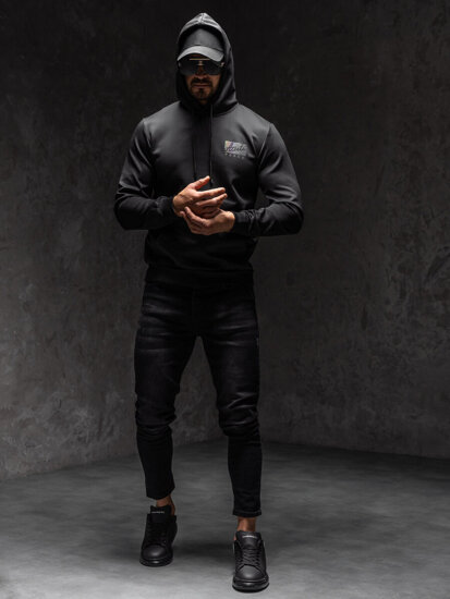 Bolf Herren Kapuzenpullover mit Motiv Schwarz  HY971A1