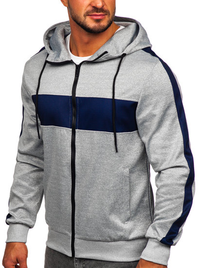 Bolf Herren Kapuzenpullover mit Reißeverschluss Sweatjacke Grau  27B8121