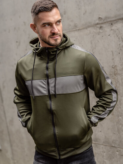 Bolf Herren Kapuzenpullover mit Reißeverschluss Sweatjacke Khaki  27B8121