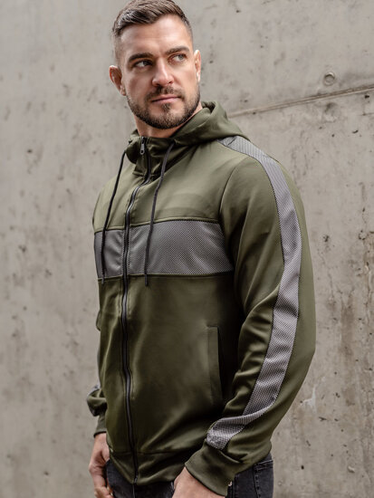 Bolf Herren Kapuzenpullover mit Reißeverschluss Sweatjacke Khaki  27B8121