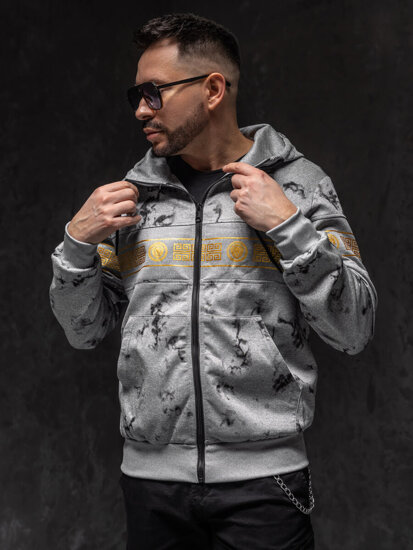 Bolf Herren Kapuzenpullover mit Reißverschluss Grau  27B8125A1