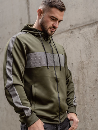 Bolf Herren Kapuzenpullover mit Reißverschluss Khaki  27B8121A