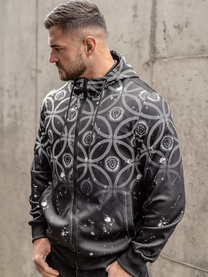 Bolf Herren Kapuzenpullover mit Reißverschluss Schwarz   27B8122A