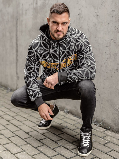 Bolf Herren Kapuzenpullover mit Reißverschluss Schwarz   27B8123A