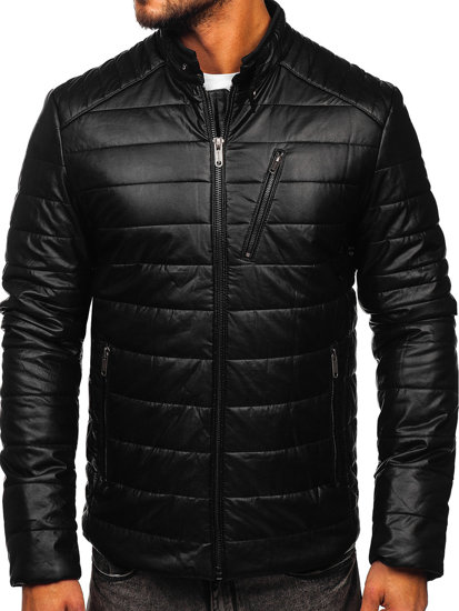 Bolf Herren Kunstlederjacke Biker Jacke Schwarz  EX940