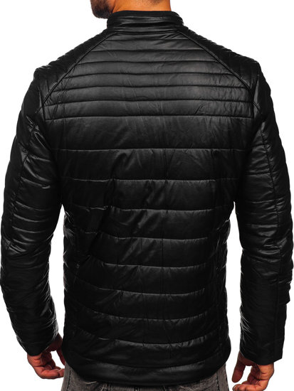 Bolf Herren Kunstlederjacke Biker Jacke Schwarz  EX940