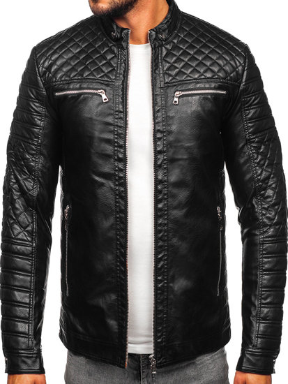 Bolf Herren Kunstlederjacke Biker Schwarz 11Z8002