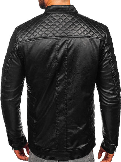 Bolf Herren Kunstlederjacke Biker Schwarz 11Z8002